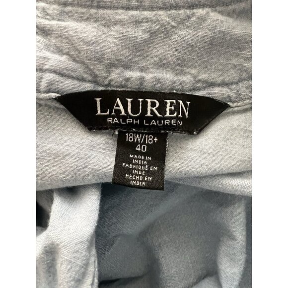 vtg Ralph Lauren black label chambray puff‎ sleeve cottagecore  dress sz 18W/40 - Picture 2 of 7